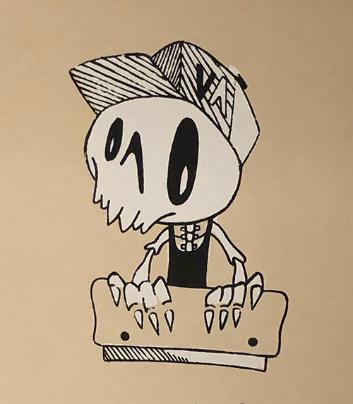 skull cartoon with squeegee